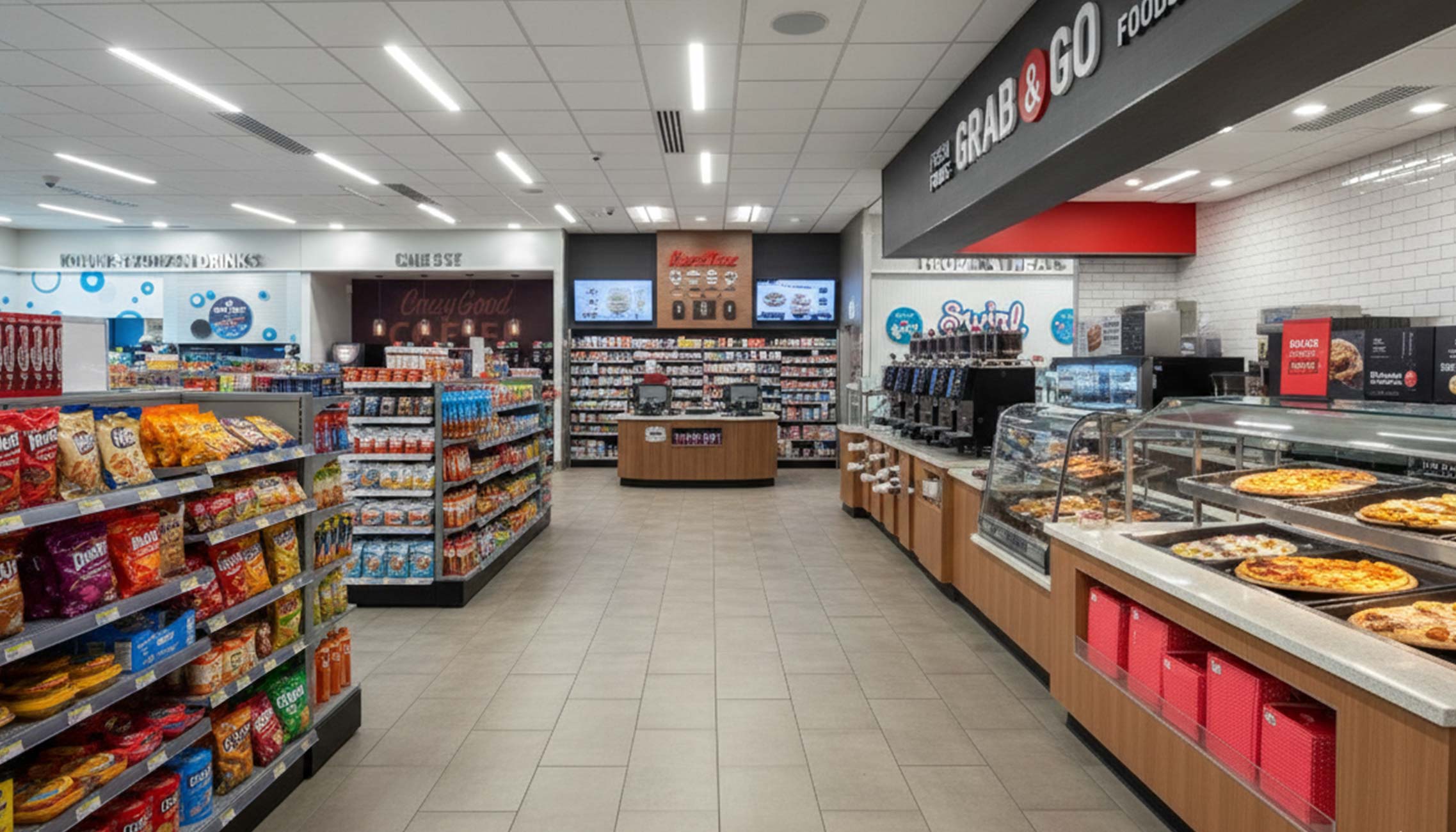 Custom Fixtures for Convenience Stores Custom display fixtures and checkout counter millwork in a convenience store