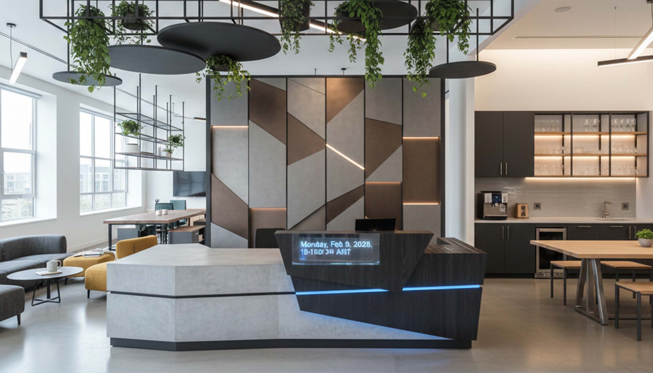 Custom Millwork for Commercial Locations Custom built-in cabinetry and millwork fixtures in a commercial office space